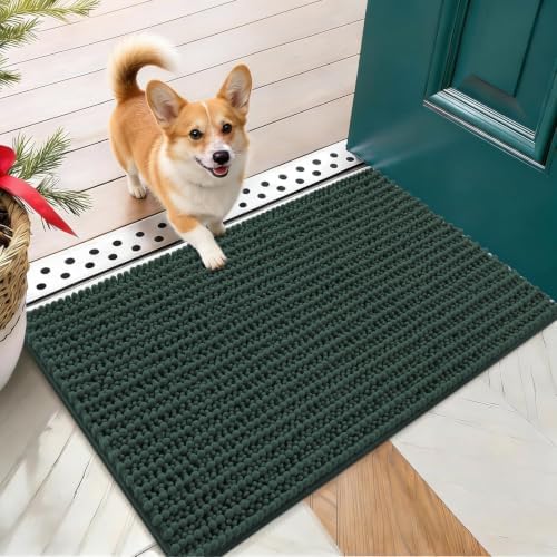 OLANLY Dog Door Mat for Muddy Paws 24x16, Ultra-Absorbent Chenille Mud Mat by OLANLY