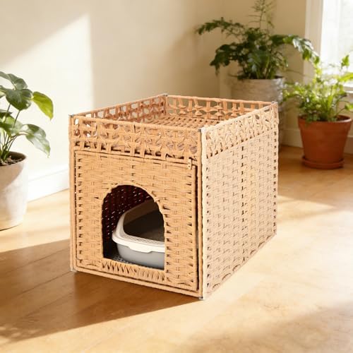 Hidden Cat Litter Box Enclosure Furniture, Dog Proof Indoor Cat House - Image 2