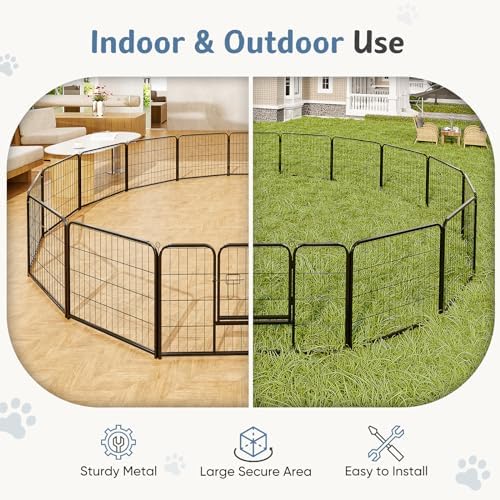DUMOS Dog Playpen 32 Inch 24 Panels Indoor Outdoor Metal Pet Fence - Image 4