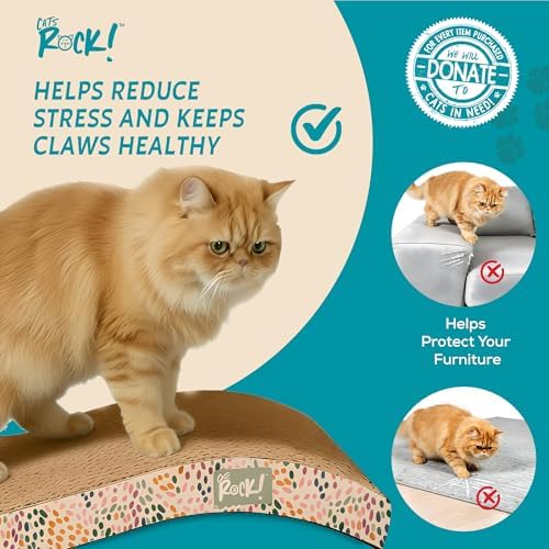 Cats Rock Scratching Board for Indoor Cats, Corrugated Cardboard Cat Scratcher - Image 3