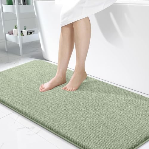 OLANLY Memory Foam Bathroom Runner Rugs 47x24, Long Bath Mats, Sage Green by OLANLY