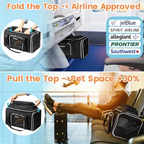 Petskd Top-Expandable Small Pet Carrier 17"x12"x8.5" Airline Approved - Image 2