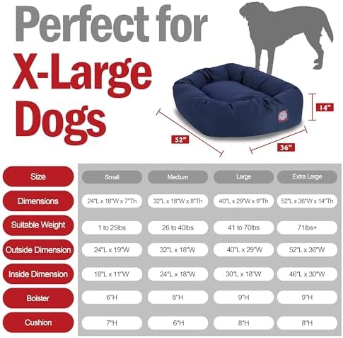 Majestic Pet 52 Inch Bagel Calming Dog Bed Washable – Cozy Soft Round Pet Bed - Image 3