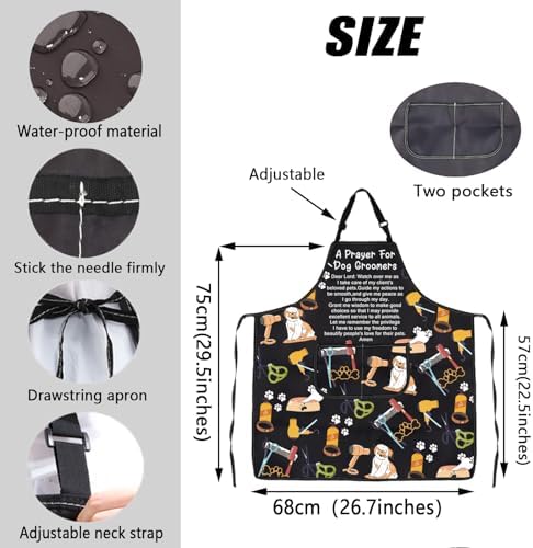 JXGZSO Dog Groomer Gifts Dog Groomer Apron Pet Grooming Apron Dog Hairdresser - Image 4