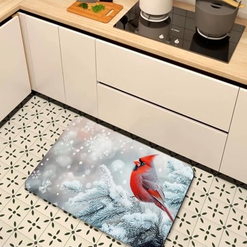 Red Cardinal Bird Bath Mat, Fast Drying Winter Bathmats - Image 7