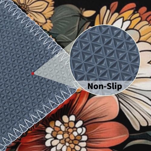 Giwawa Vintage Floral Bath Rug Boho Flower Bathroom Mat Soft Quick Dry Non Slip - Image 5