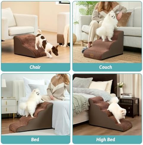 COZY KISS Wide Dog Stairs for Small Dog 15.7" H, 3 Step Pet Ramp for Couch - Image 6