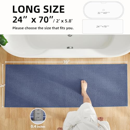 TYUU Bathroom Runner Rugs, Long Bath Mat Runner Washable Thin Quick Dry Low - Image 2