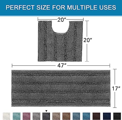 H.VERSAILTEX Bathroom Rugs Bath Rug Set 2 Piece Bathroom Contour Rug Toilet Mat - Image 2