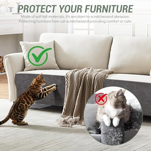 SEPAZON Cat Scratching Carpet Mat, Self-Adhesive Couch Furniture Protector - Image 3