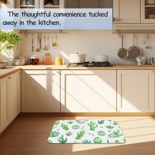 Cactus Succulent Bathroom Mat, Non-Slip Rubber Backing Thin Low-Profile Bath Rug - Image 6