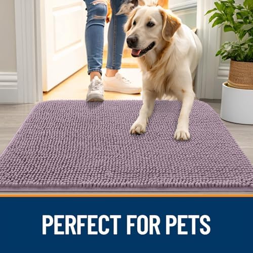 OLANLY Dog Door Mat for Muddy Paws 47x20, Super Absorbent Chenille Mud Mat - Image 6