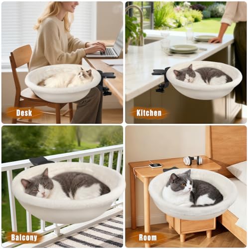 IPOW 360° Rotating Cat Desk Bed Semi-Circular Cat Bed Maximum Hold Up to 40lb - Image 6