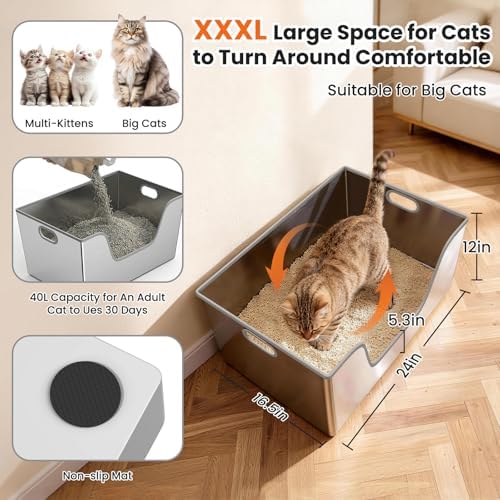 2 Pack XXXL Stainless Steel Litter Box - Image 2