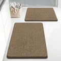 Bcoimo Bath Rugs Mat Set, 2 Piece Non Slip Chenille Latte Bathroom Mat Sets by Bcoimo