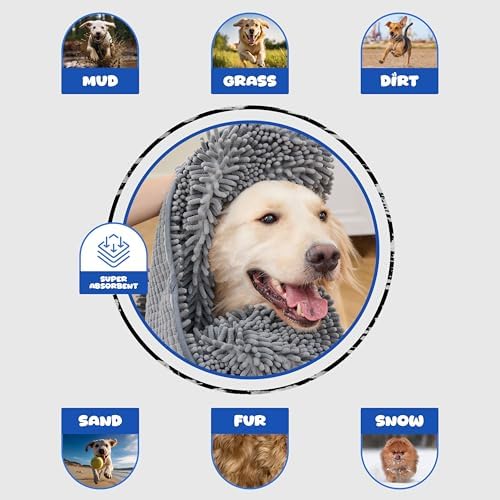 Dog Towel for Drying Dogs, Absorbent Microfiber Bath Towel, Hand Pockets - Image 5