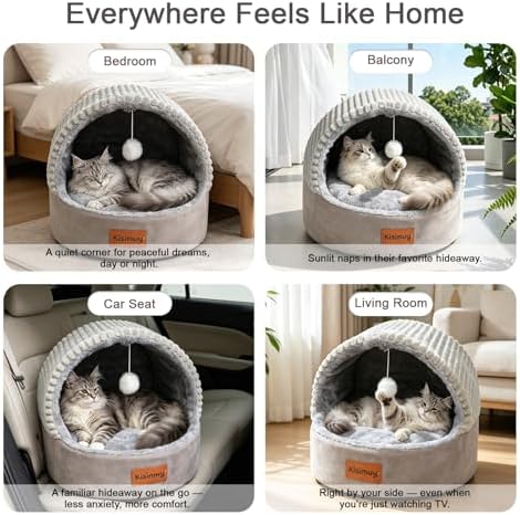 Cat Bed Cave with Pillow & Cat Toys, Cozy Cat Beds - Image 6