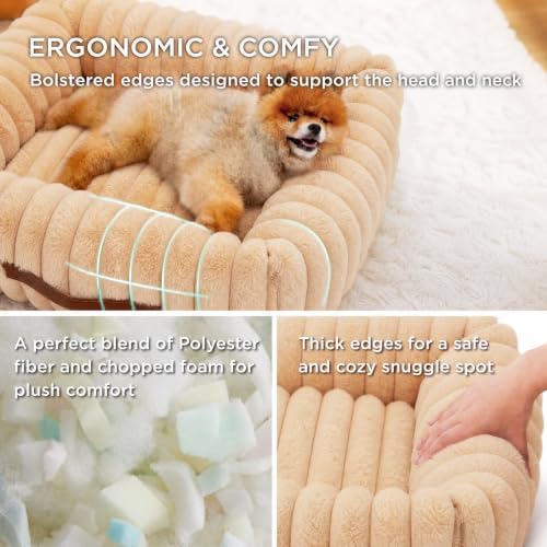 Bedsure ComfyFleece® Cute Dog Bed Medium Large Size Dog，30in Sandy Beige - Image 3