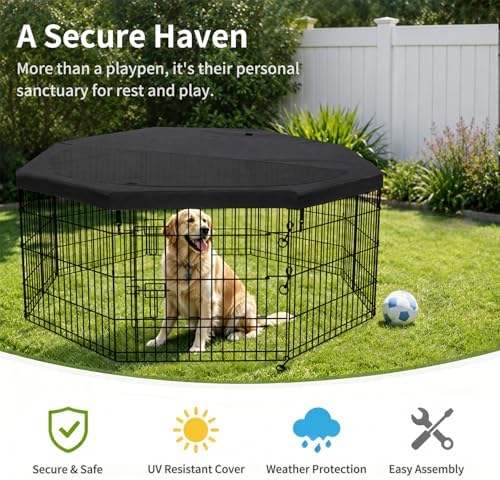 PETIME Foldable Metal Dog Exercise Pen/Pet Puppy Playpen Kennels Yard Fence - Image 7