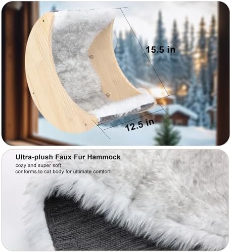 HAPYKITYS Cat Window Perch, Plywood Moon Bed - Image 3