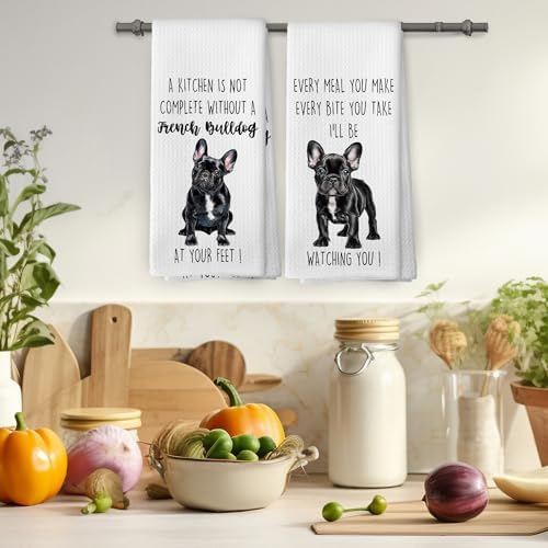 French Bulldog Dog Kitchen Towels Set of 2, Funny Dog Kitchen Decor, Dogs Gifts - Image 4