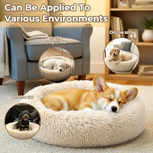 Calming Donut Dog Bed for Small Dogs, Anti-Anxiety Round Washable Plush Fluffy - Image 5