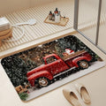 Christmas Red Truck Bathroom Rugs, Non Slip Quick Dry Winter Farmhouse Bath Mats by Unknown
