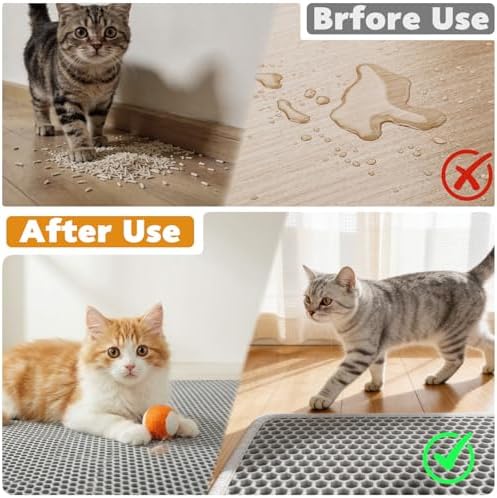 Cat Litter Mat 30"x24", Double Layer Waterproof Litterbox Mat - Image 3
