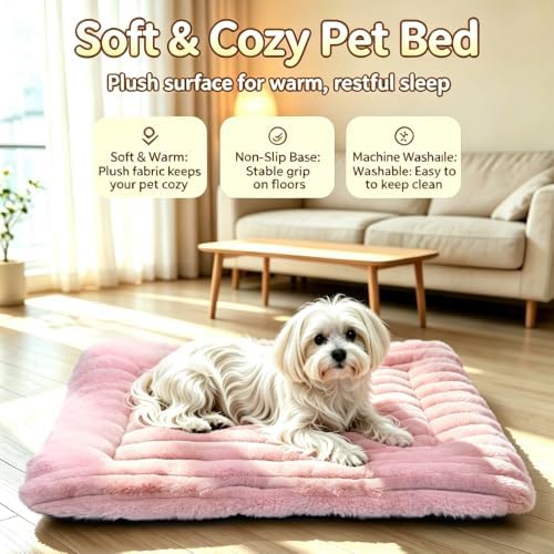 22 Inch Ultra Soft Comfy Pet Bed, Tiny Dog Bed, Washable Anti-Slip Crate Pad - Image 2