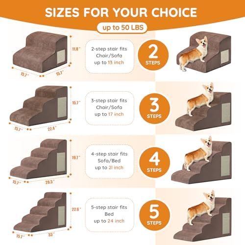 Ahpmeoa Dog Stairs for Small Dogs 22.6" H, Dog Ramp for Bed - Image 2