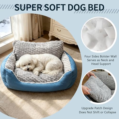 Small Dog Bed & Cat Sofa, All-Season Faux Fur Linen Orthopedic Puppy Bed - Image 4