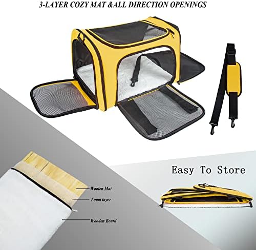 Soft Sided Carrier for Small Medium Cats Dogs, TSA Airline Approved Collapsible - Image 2