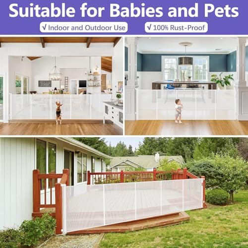 Reinforced 42" Tall Baby Gate 96" Wide Retractable Dog Gate Indoor/Outdoor - Image 5