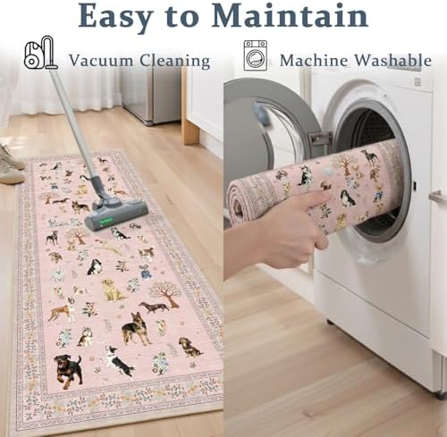 Pink Floral Hallway Runner Rug 2x8 - Image 4