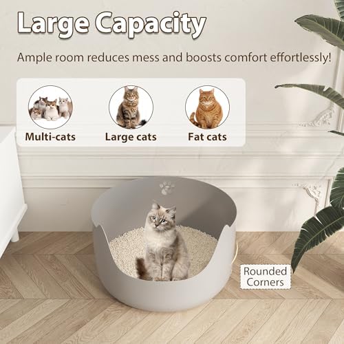 High Sides Low Entry Large Litter Pan, All-in-One Easy to Clean Plastic Litter - Image 5