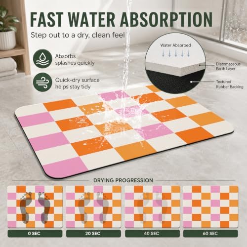 Natural Diatomaceous Earth Bath Mat, Ultra Thin Quick Dry Floor Rug - Image 4