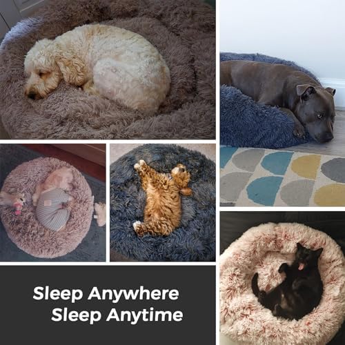 Calming Round Dog Bed with Anti-Slip Bottom, Medium Size Washable Anti-Anxiety - Image 6