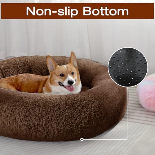 JOLLYVOGUE Dog Bed, Calming Anti-Anxiety Large Dog Bed, Fluffy Donut Cushion - Image 4