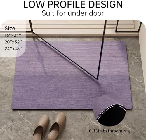 Mecko Bath Mat Ultra Thin Lavender Purple - Image 2