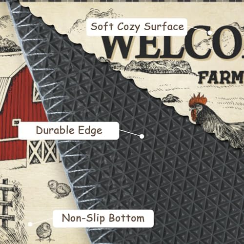 Giwawa Farmhouse Rooster Bath Rug Country Chicken Shower Rug Absorbent Bath - Image 4
