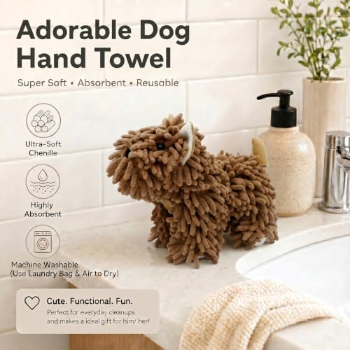 Chenille Dog Hand Towel Fuzzy Ball Dog Towel Animal Hand Towels - Image 3