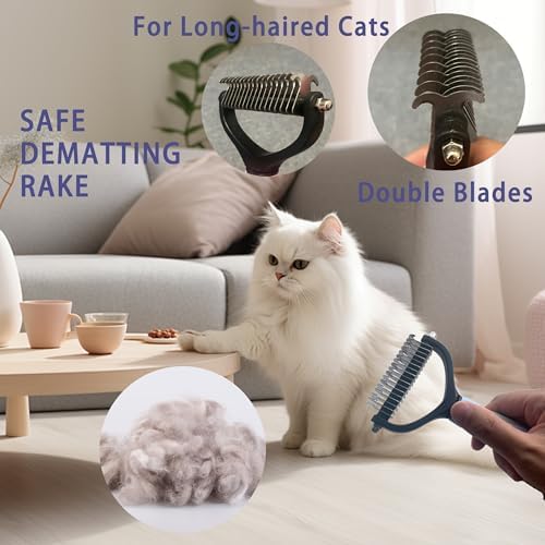 Cat Deshedding & Dematting Brush Kit, 6 Self-Cleaning Tools - Image 3