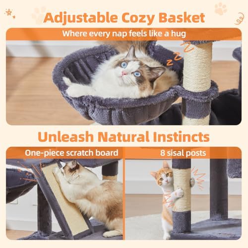 Taoqimiao Sturdy Cat Tree, 58In Cat Tower - Image 6