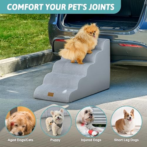 COZY KISS Wide Dog Stair for Small Dog 22.6" H, 5 Step Pet Ramp for Bed - Image 4
