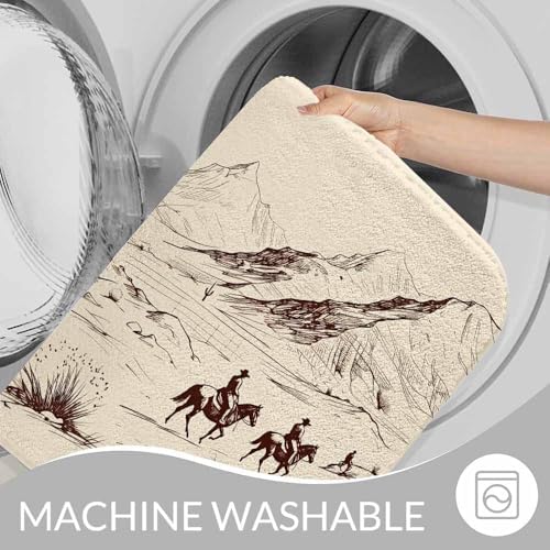 Cowboys Bath Mats for Bathroom Wild West Desert Lanscape Silhouette Prairie - Image 7