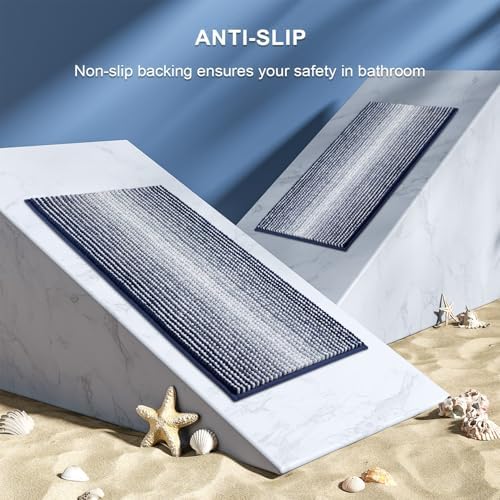 BSICPRO Bathroom Rugs Sets 2 Piece, Non Slip Striped Bath Mats - Image 5