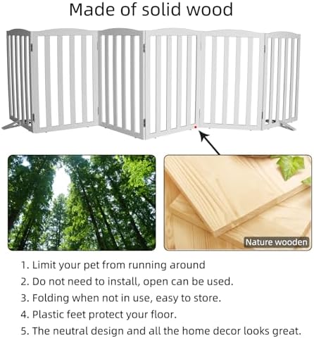 Freestanding Dog Gate Indoor, Doggie Gate Foldable Dog Gates - Image 6