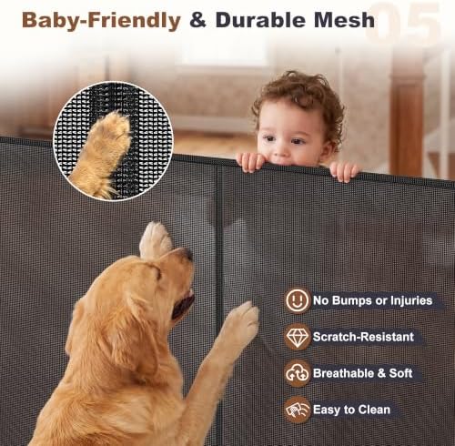 GRENFU 155" Extra Wide Baby Gate 37" Tall Retractable Gate, Indoor/Outdoor - Image 6