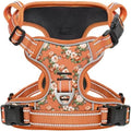 Timos Small Dog Harness, No Pull No Choke, Easy On & Off, Flower Orange by Timos