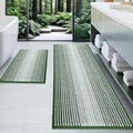BSICPRO Bathroom Rugs Sets 2 Piece, Non Slip Striped Bath Mat, Hunter Green by BSICPRO